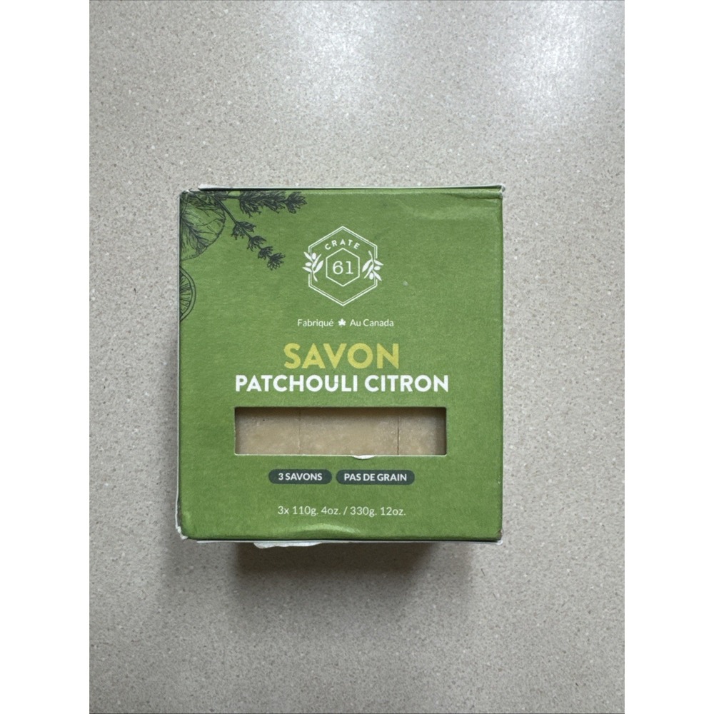 Crate 61 Organic Patchouli Lime Soap 3 Pack Brand New